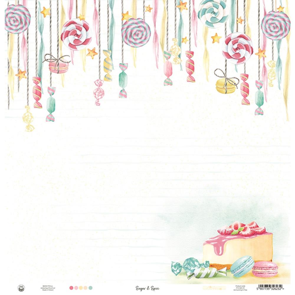 P13 SUGAR AND SPICE 12"X12" Scrapbook Paper 01 Candy String