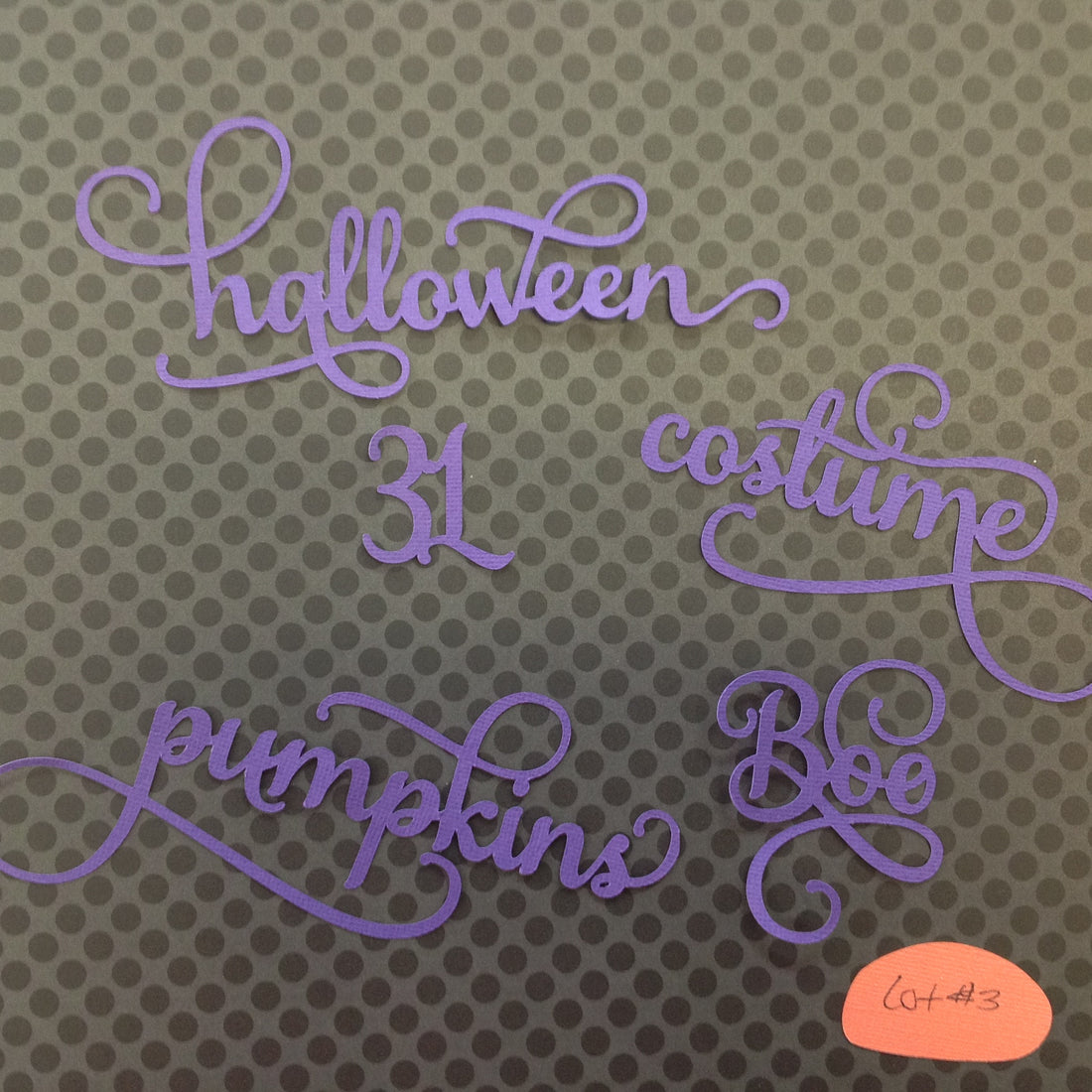 Scrapbooksrus HALLOWEEN Word Phrases Diecuts Purple 5pc 