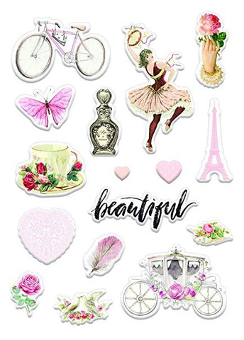 Prima LOVE STORY Puffy Stickers 16 pc.
