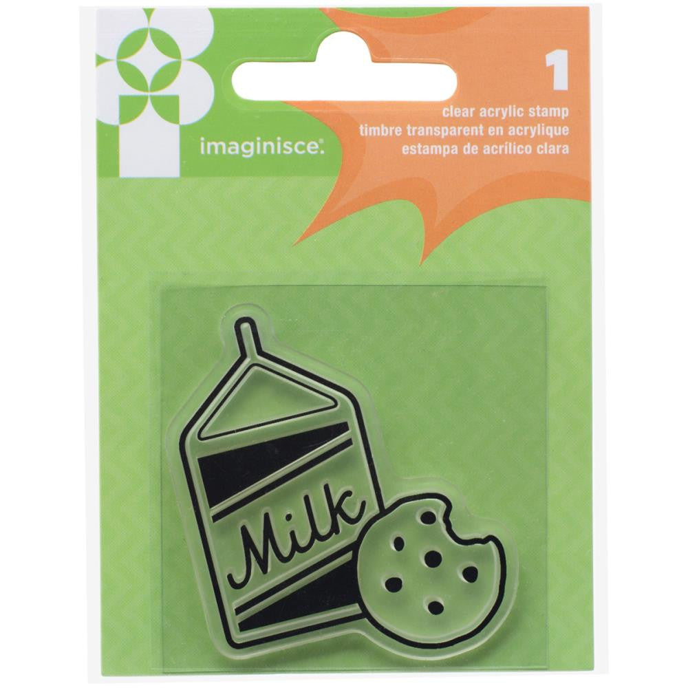 Imaginisce FAMILY FUN Milk &amp; Cookies Acrylic Stamp 1pc - Scrapbook Kyandyland