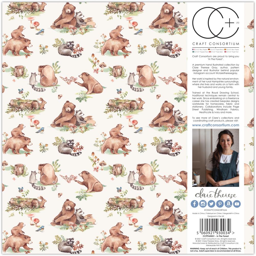 Craft Consortium IN THE FOREST 12X12 Premium Scrapbook Paper Pad 40pc