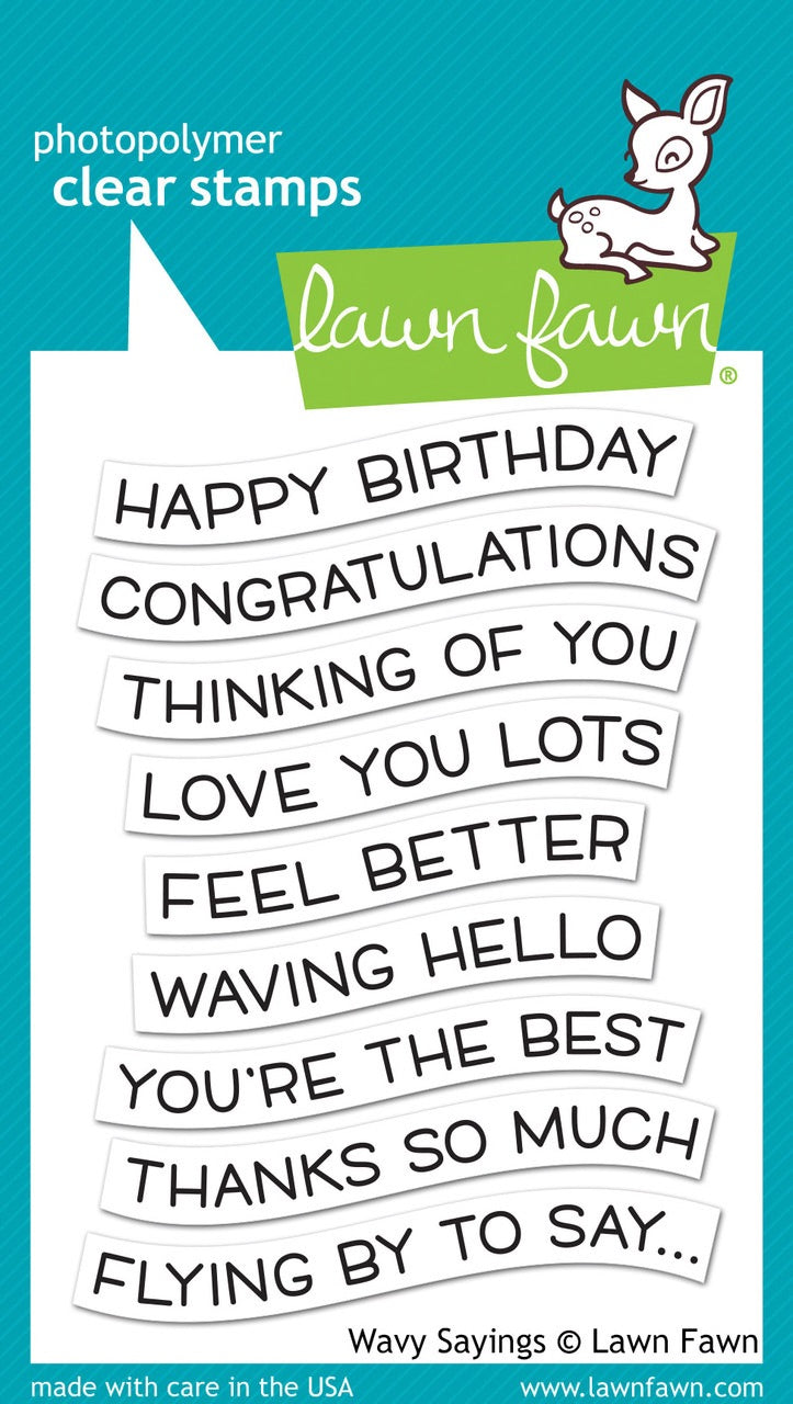 Lawn Fawn WAVY SAYINGS Clear Stamps 4"X6" 9 pc.