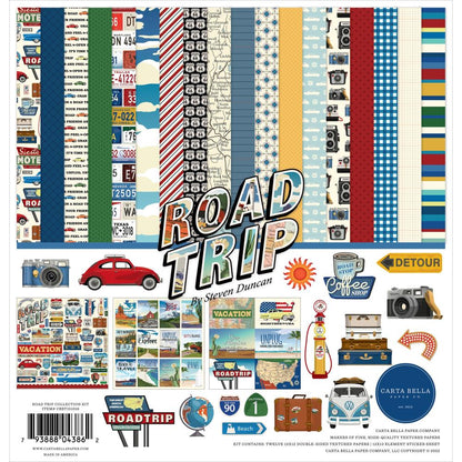 Carta Bella ROAD TRIP Collection Kit 12&quot;X12&quot; Scrapbook Sheets