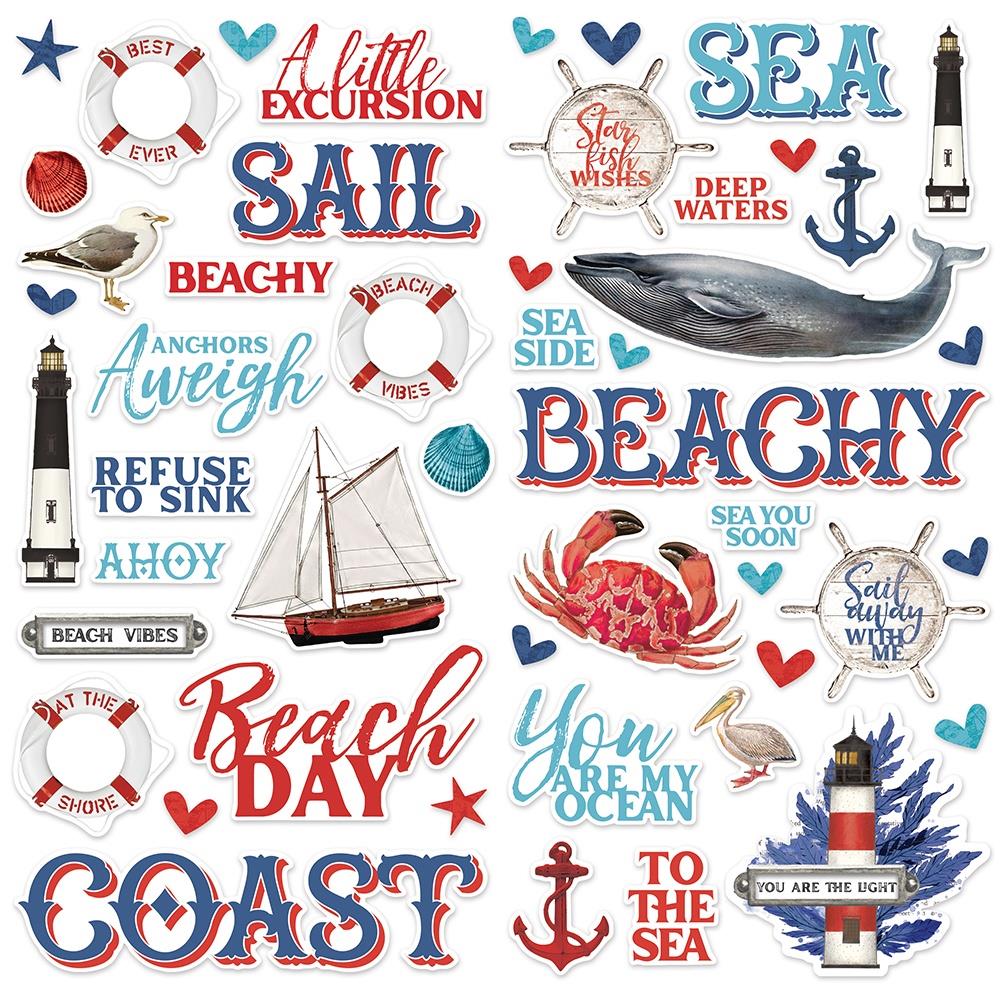 Simple Stories Simple Vintage Seas FOAM STICKERS 49pc