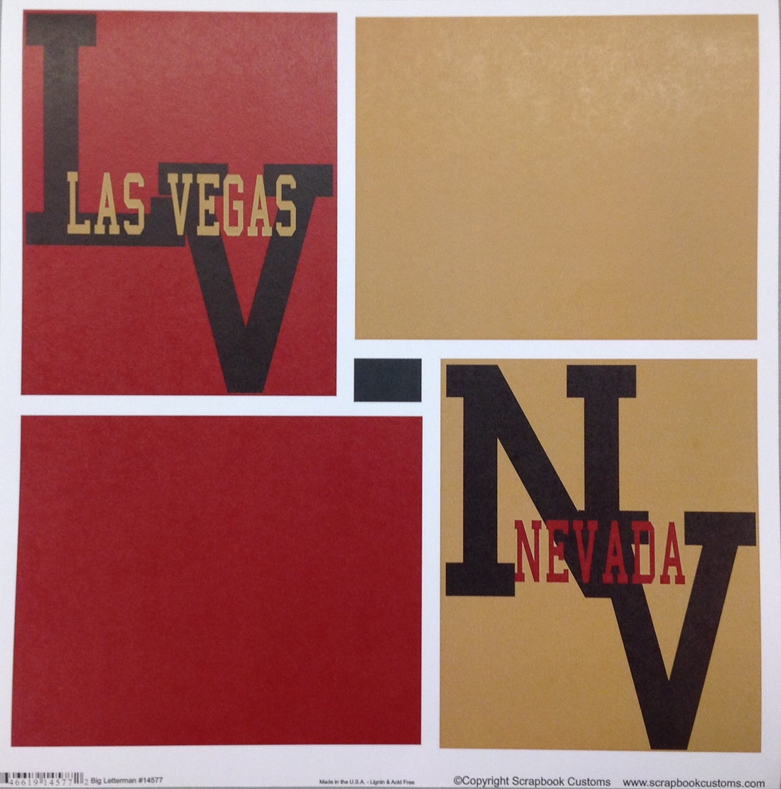 LAS VEGAS Big Letterman 12&quot;X12&quot; Custom Travel Cardstock Paper Sheet LV Scrapbooksrus