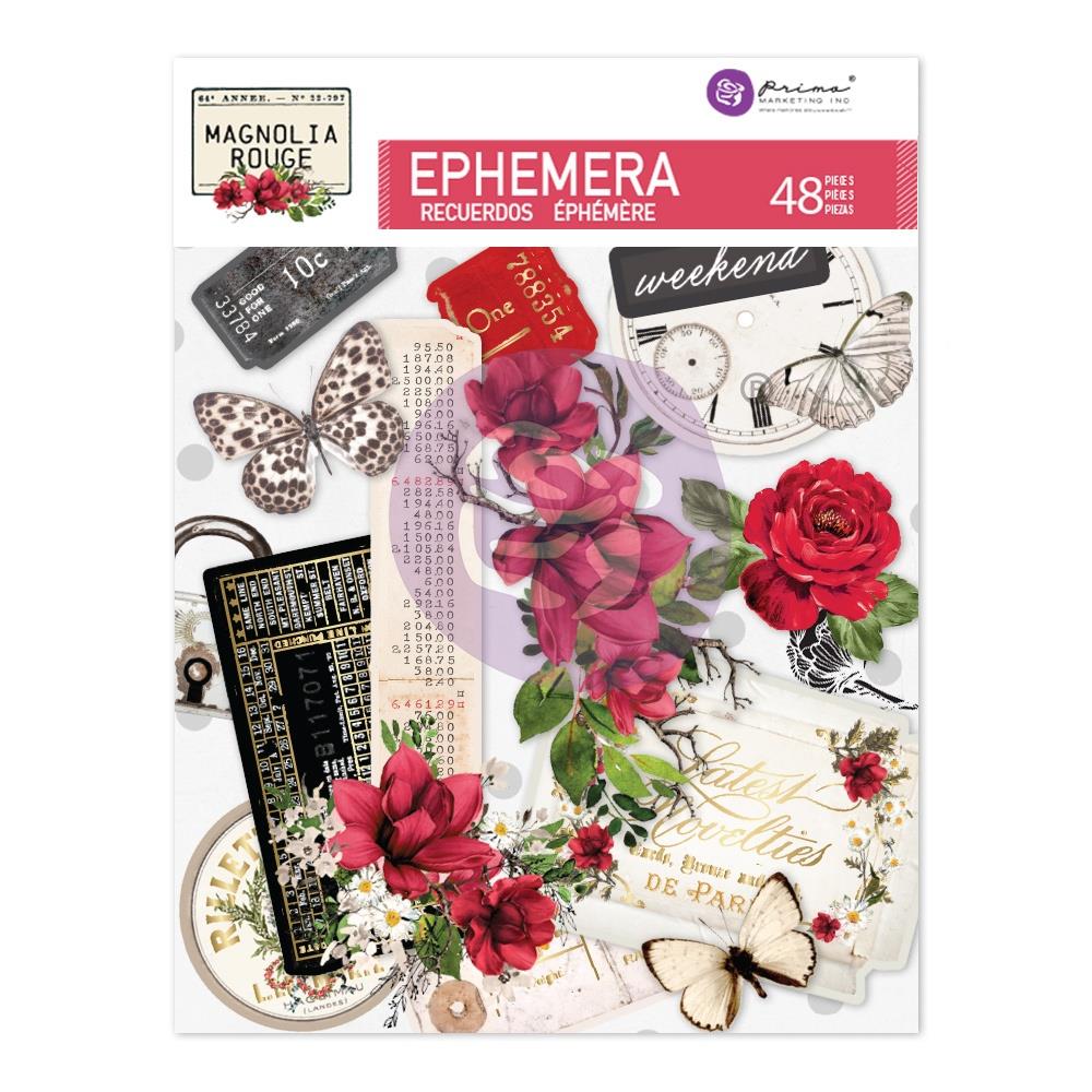 Prima MAGNOLIA ROUGE EPHEMERA Shapes Tags Foil 48pc