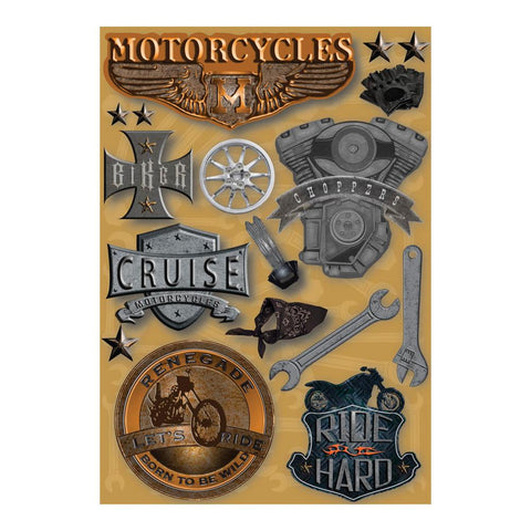 Karen Foster MOTORCYCLES Stickers 17pc - Scrapbook Kyandyland