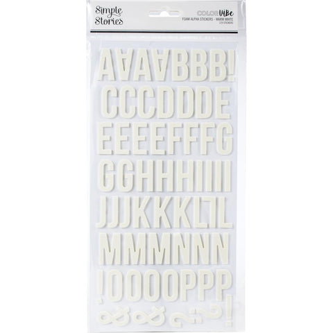 Simple Stories COLORVIBE WHITE Foam Alpha Letter Stickers – Scrapbooksrus