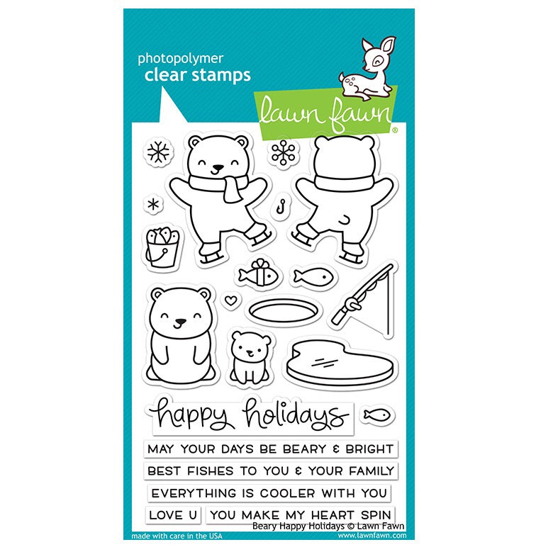 Lawn Fawn  BEARY HAPPY HOLIDAYS Clear Stamps 42 pc Scrapbooksrus