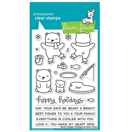 Lawn Fawn  BEARY HAPPY HOLIDAYS Clear Stamps 42 pc Scrapbooksrus