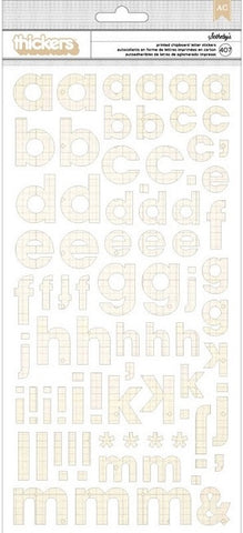 American Crafts SOTHEBY'S FABRIC CHIPBOARD Alphabet Sticker - Scrapbook Kyandyland