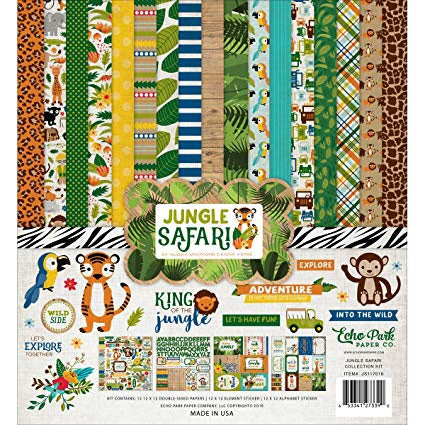 Echo Park 12&quot;x12&quot; JUNGLE SAFARI 14pc COLLECTION KIT Scrapbooksrus