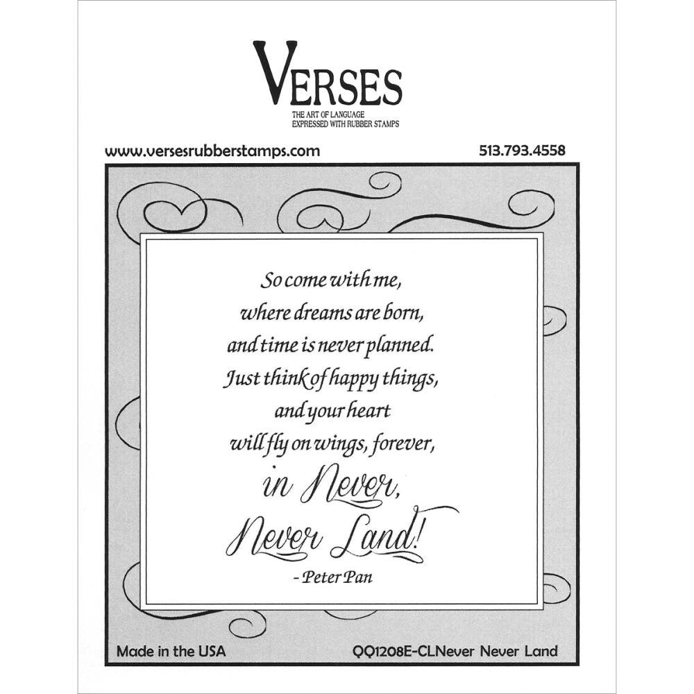 Verses NEVER NEVER LAND Cling Mount Rubber Stamps