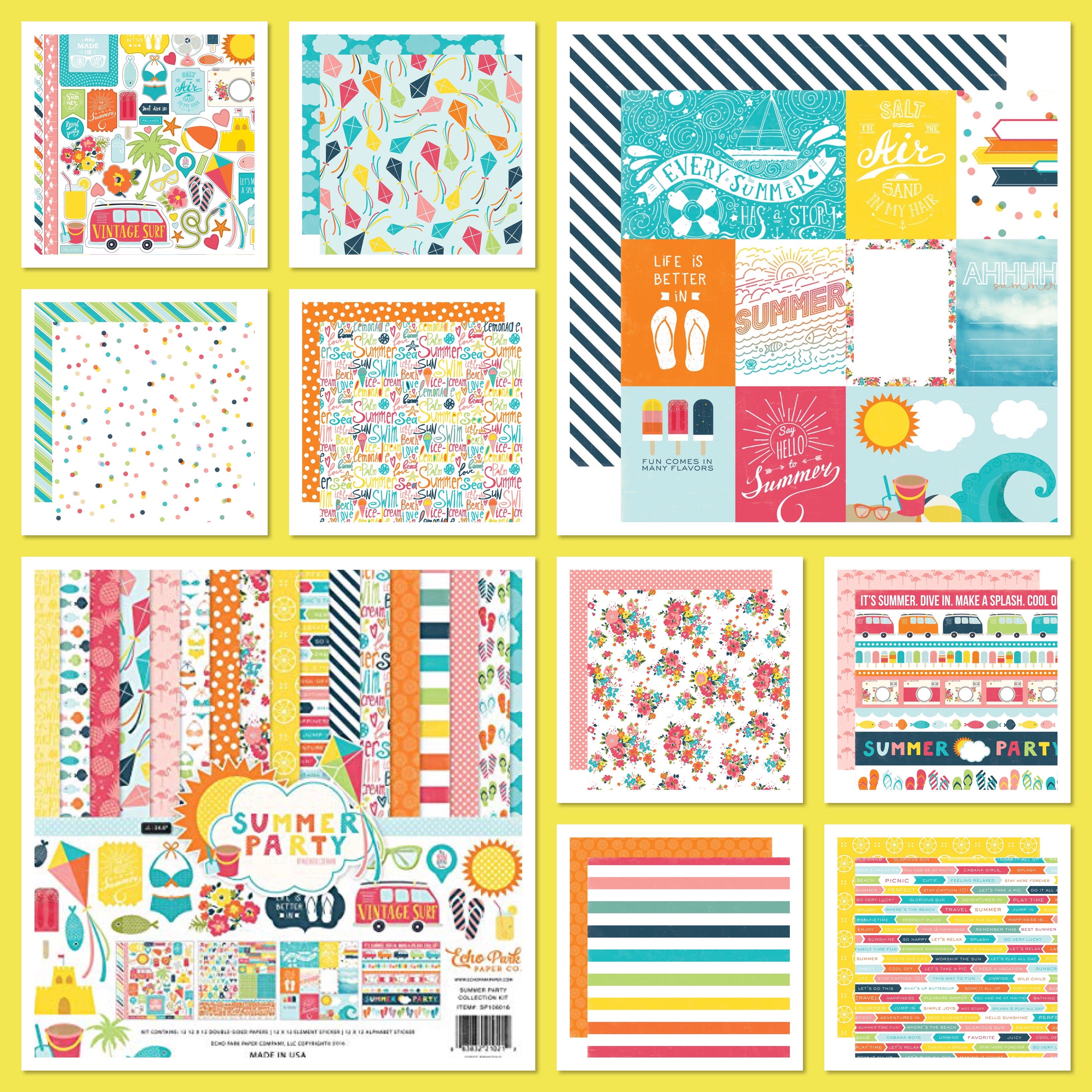 Echo Park SUMMER PARTY 12&quot;X12&quot; 14pc Scrapbook Kit Scrapbooksrus