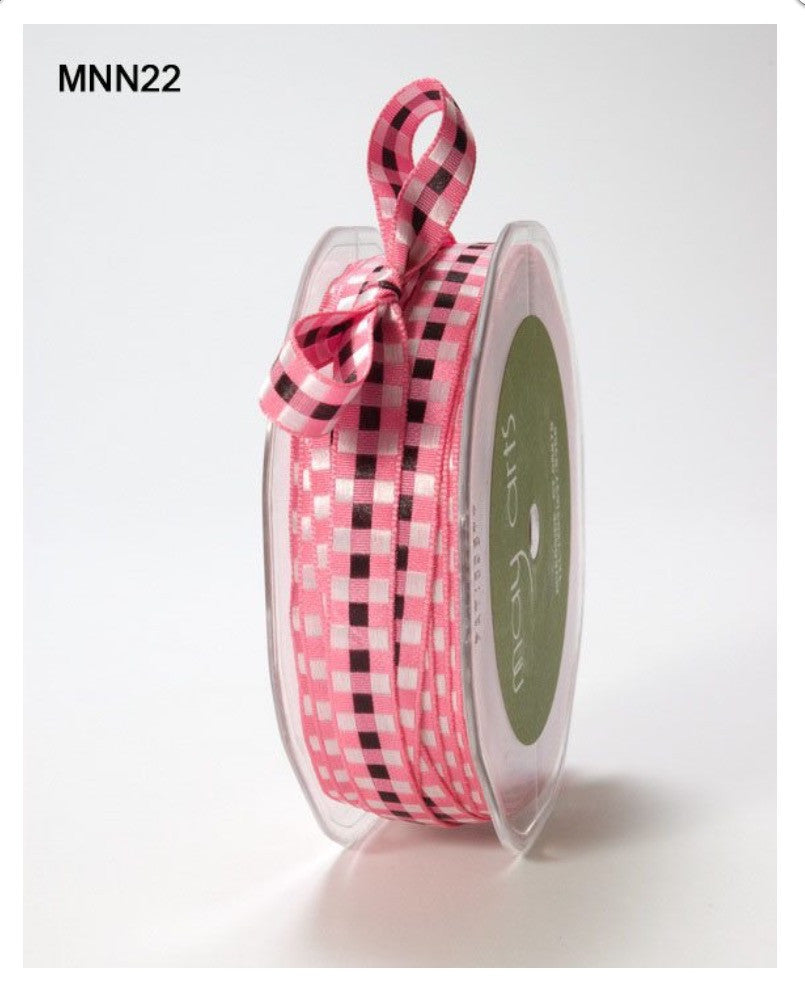 Pink Woven Checkered Ribbon