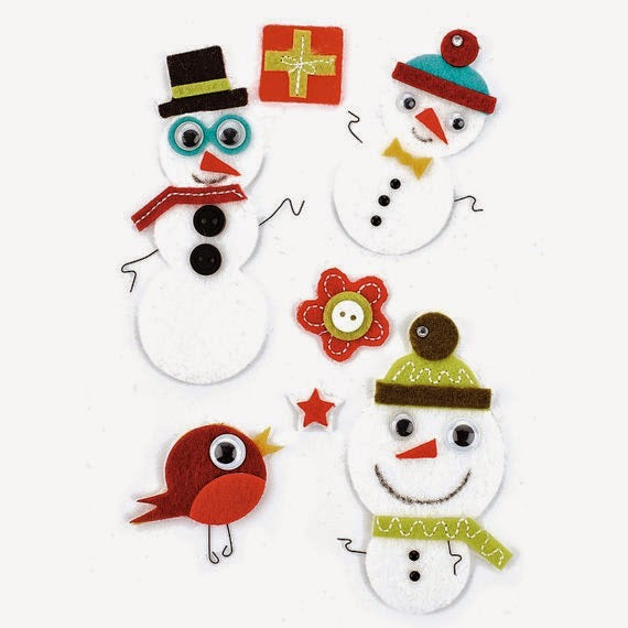 Basic Grey WOOLIES Jovial Christmas Felt Stickers 7pc