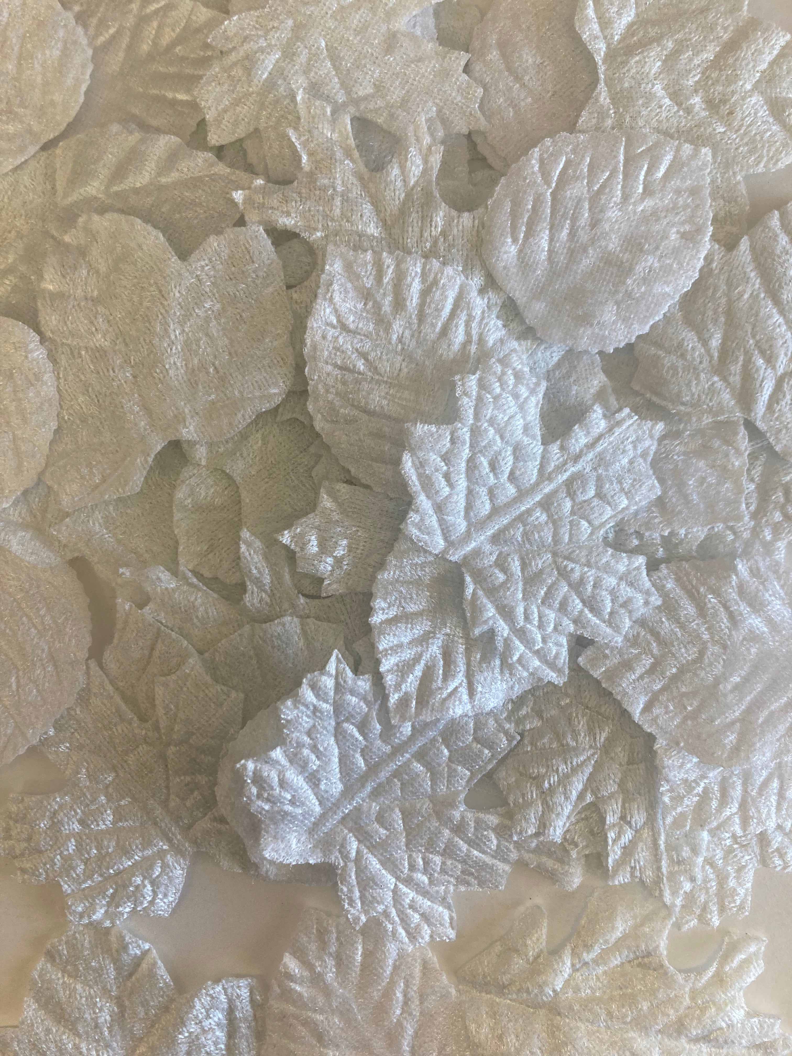 Petaloo Color Me Crazy White VELVET LEAVES 50pc