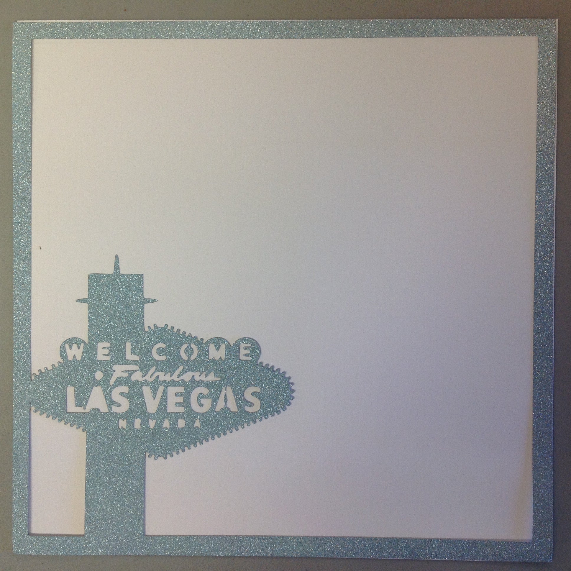 Page Frame WELCOME LAS VEGAS Glitter Blue 12&quot;x12&quot; Scrapbook Overlay
