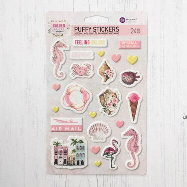 Prima GOLDEN COAST Puffy Stickers 24 pc.