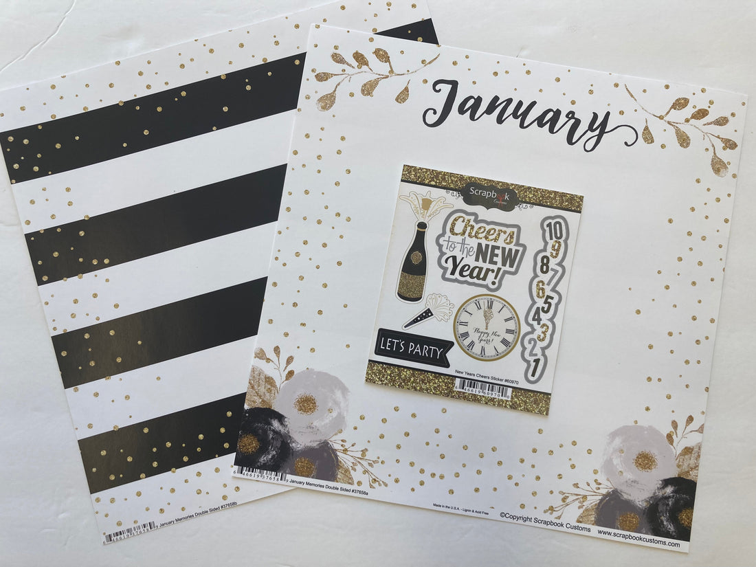 JANUARY NEW YEARS MEMORIES Scrapbook Kit 3pc