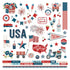 PhotoPlay STARS & STRIPES Element Stickers 12”X 12” 63 pc Scrapbookrus