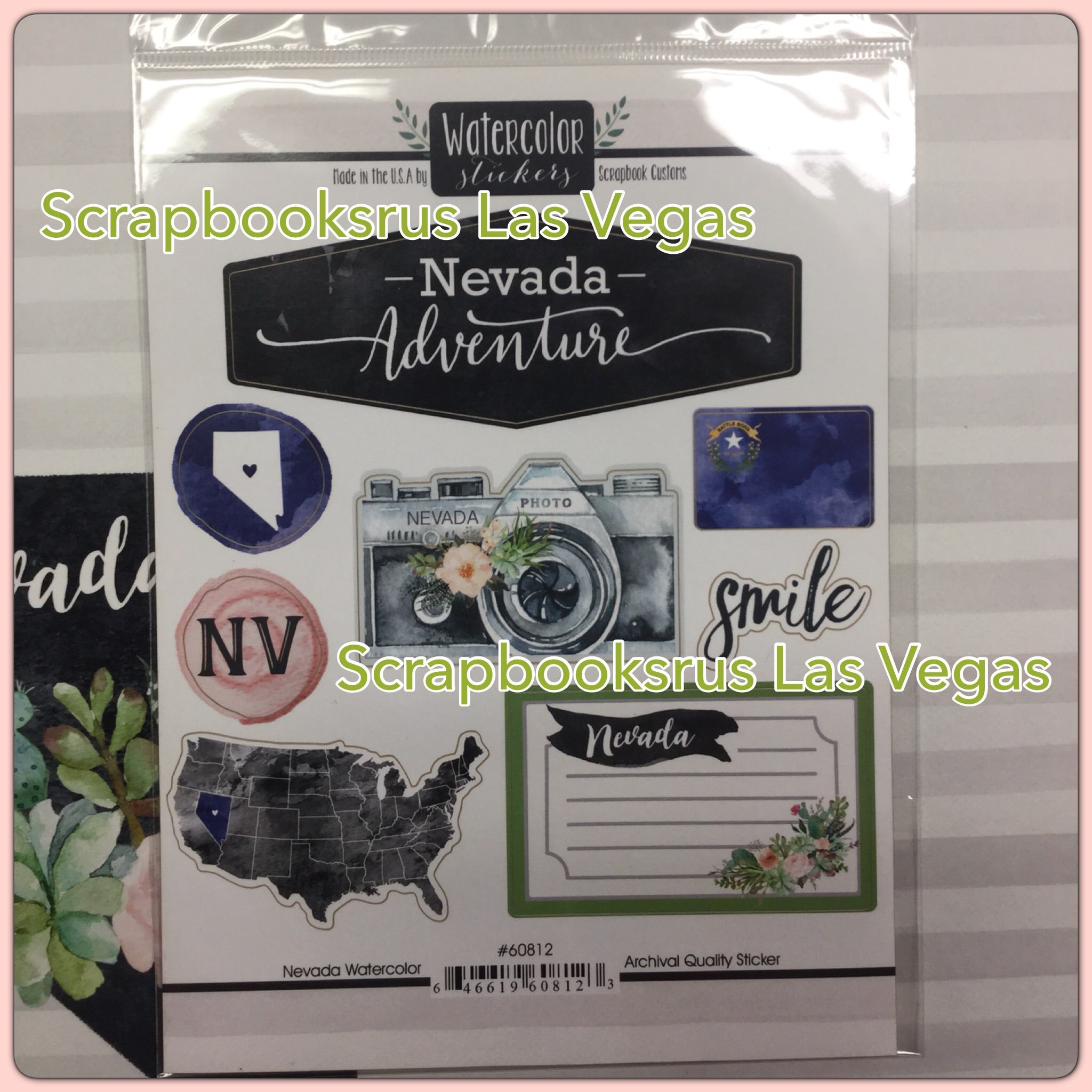 Watercolor Stickers NEVADA Adventure Scrapbook Customs