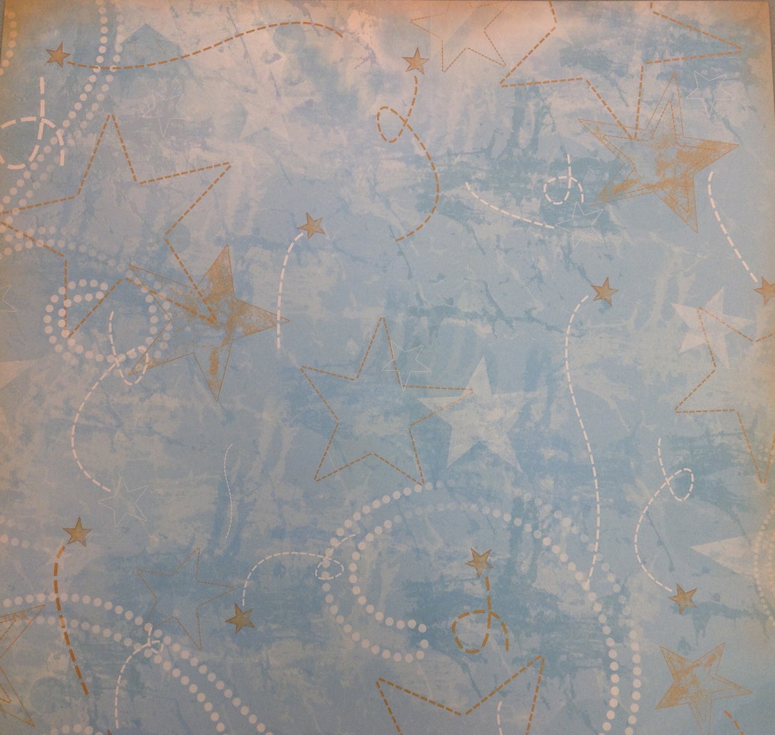 Kyandyland BLUE WITH STARS 12x12 Scrapbook Papers 2pc - Scrapbook Kyandyland