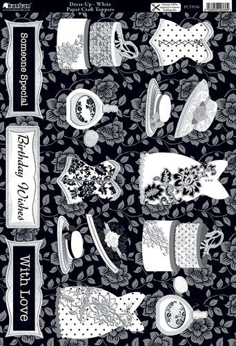 Kanban BLACK &amp; WHITE Paper Craft Topper DieCut Card - Scrapbook Kyandyland