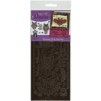 Dazzles WISDOM OWLS Black Peel-Off Stickers 13+pc - Scrapbook Kyandyland