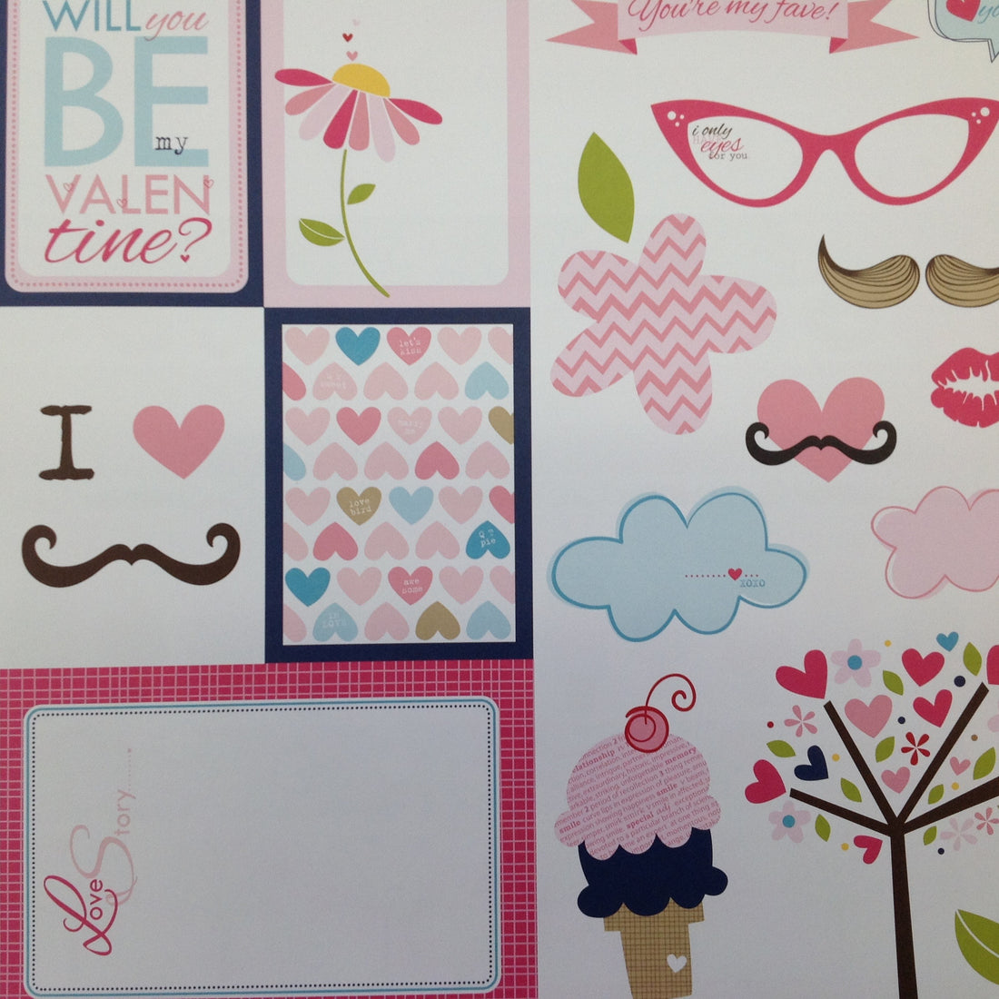 Bella Blvd KISS ME Valentine 12x12 Scrapbook Paper - Scrapbook Kyandyland