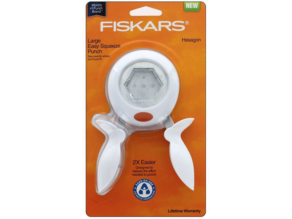 Fiskars HEXAGON Large Easy Squeeze Punch Scrapbooksrus