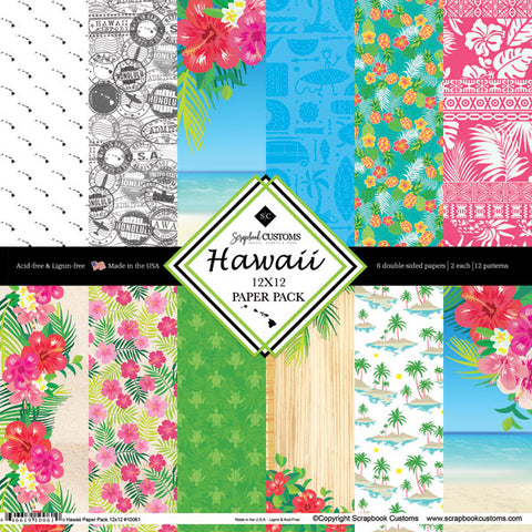 Scrapbook Customs HAWAII 12X12 Tropical Scrapbook Paper Pack