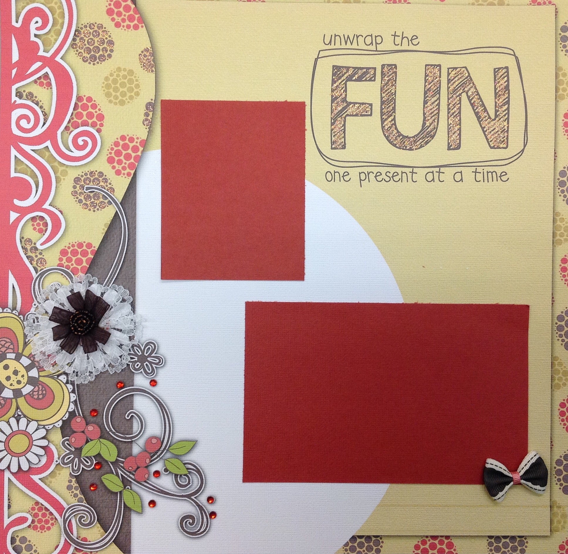 Premade Scrapbook Page (1) 12&quot;x12&quot; UNWRAP THE FUN - Scrapbook Kyandyland