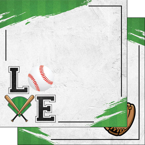 BASEBALL LOVE DS 12X12 Scrapbook Paper Sports Section Scrapbooksrus