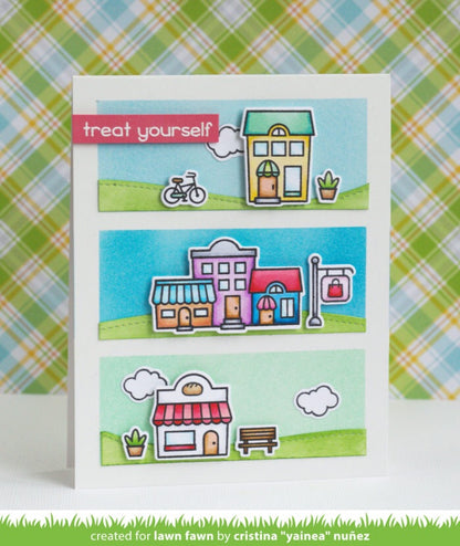 Lawn Fawn VILLAGE SHOPS Card Sample