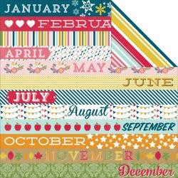 Echo Park Through The Years MONTH BORDER STRIPS 12&quot;X12&quot; Paper - Scrapbook Kyandyland