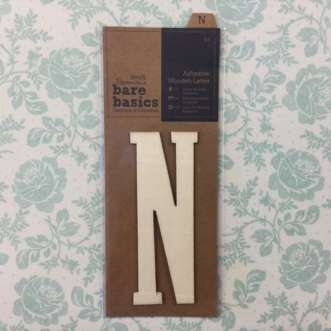 Papermania Bare Basics Wooden Adhesive LETTER N Wood