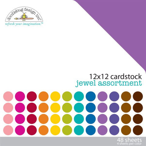 Doodlebug Cardstock JEWEL ASSORTMENT 12”X12” 48pc @Scrapbooksrus Las Vegas Paper