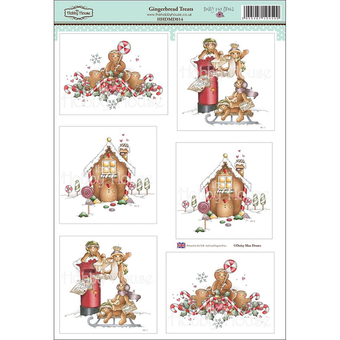 Hobby House Daisy Mae Draws GINGERBREAD TREATS Stickers 6pc