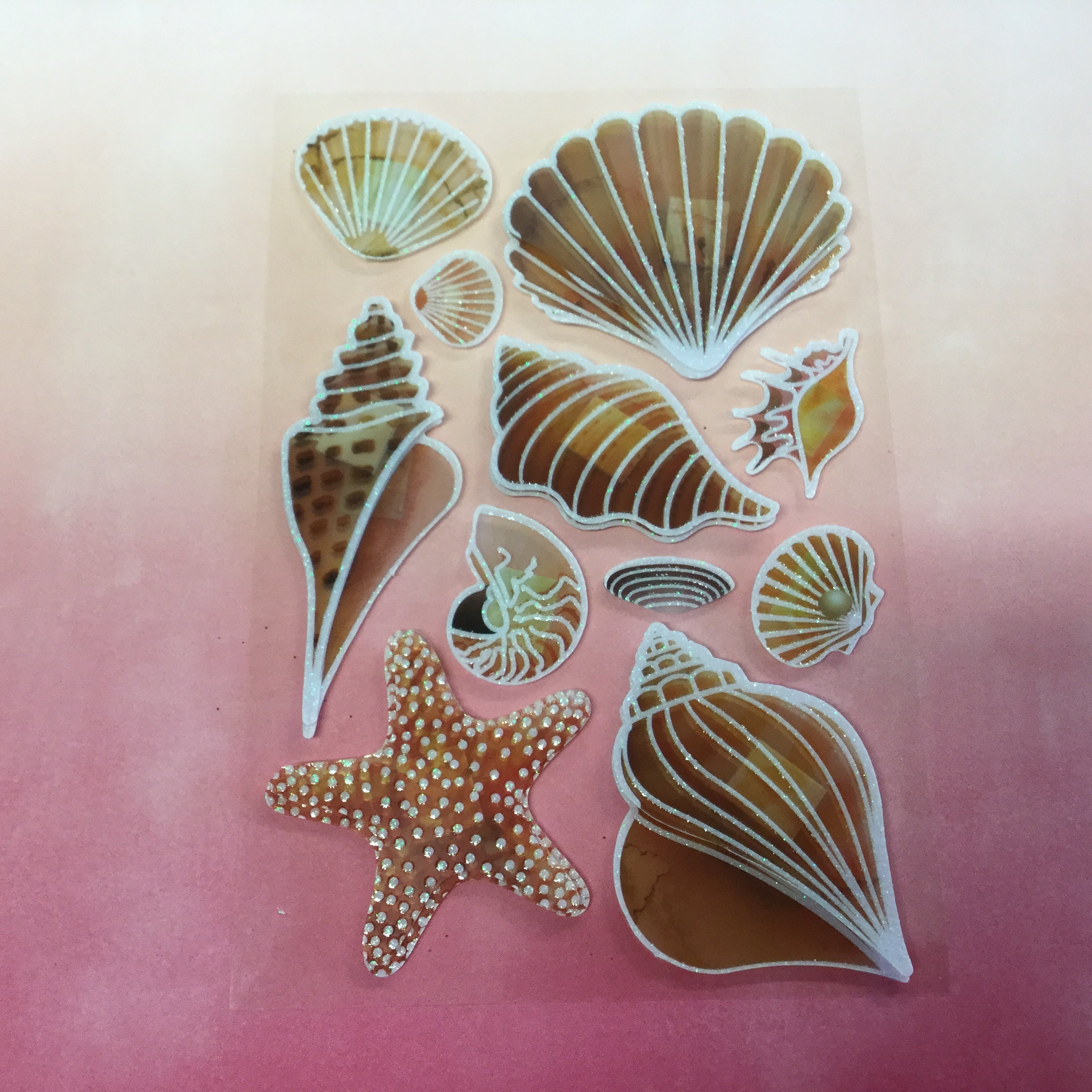 Crafter’s Square SEASHELLS Pop-Up Glitter Stickers Scrapbookrus