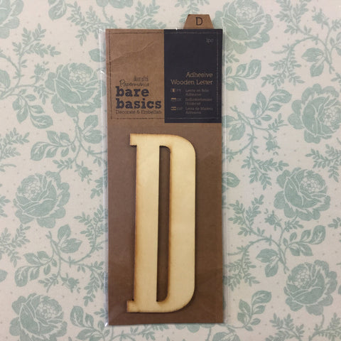 Papermania Bare Basics Wooden Adhesive LETTER D Wood