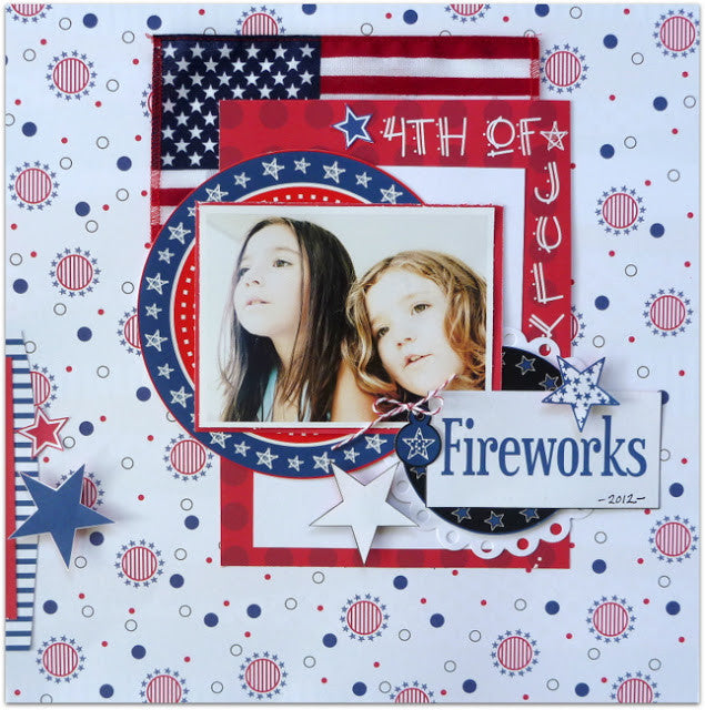 Moxxie RED WHITE BLUE Collection 12&quot;X12&quot; Scrapbook Paper - Scrapbook Kyandyland