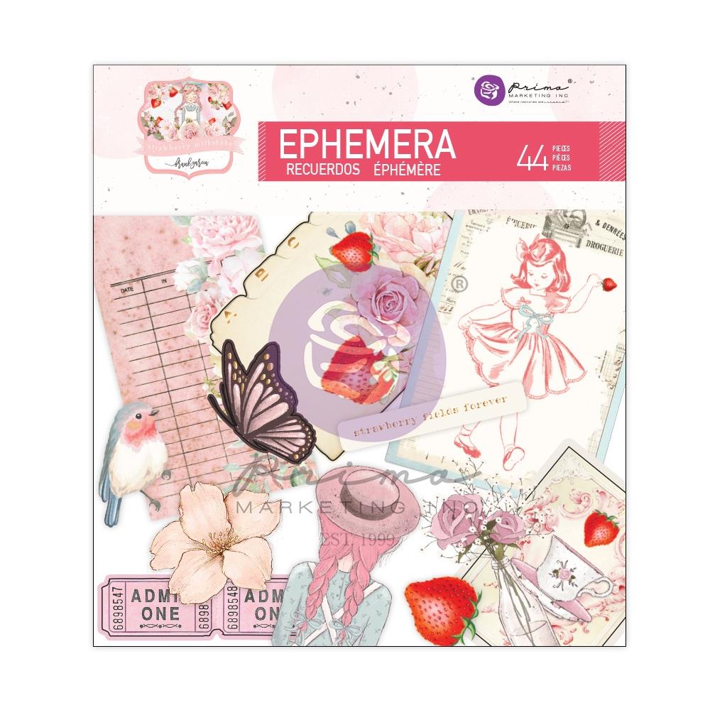 Prima Strawberry Milkshake EPHEMERA Shapes Tags Foil 44pc