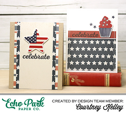 Echo Park Stars &amp; Stripes WORDS Scrapbook Paper