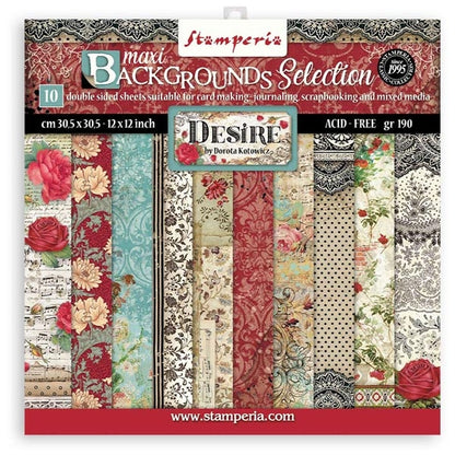 Stamperia Maxi Backgrounds DESIRE 12&quot;X12&quot; Scrapbook Paper Pack Scrapbooksrus