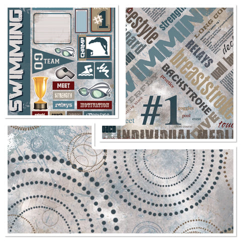 SWIMMIMG EXTREME Scrapbook Kit 12x12 7pc