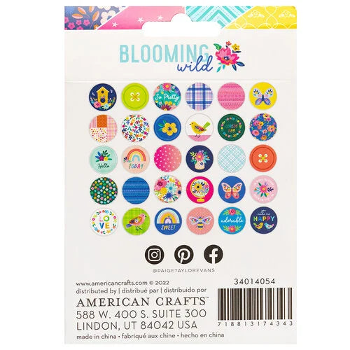 Paige Evans Blooming Wild MILK CAPS Chipboard Embellishment 30pc Scrapbooksrus