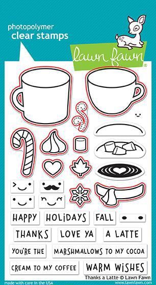 Lawn Fawn THANKS A LATTE Clear Stamps Coffee 29pc