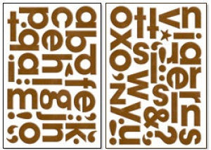Bobunny CHUNKY CHIPS BROWN Alphabet Stickers 63pc - Scrapbook Kyandyland