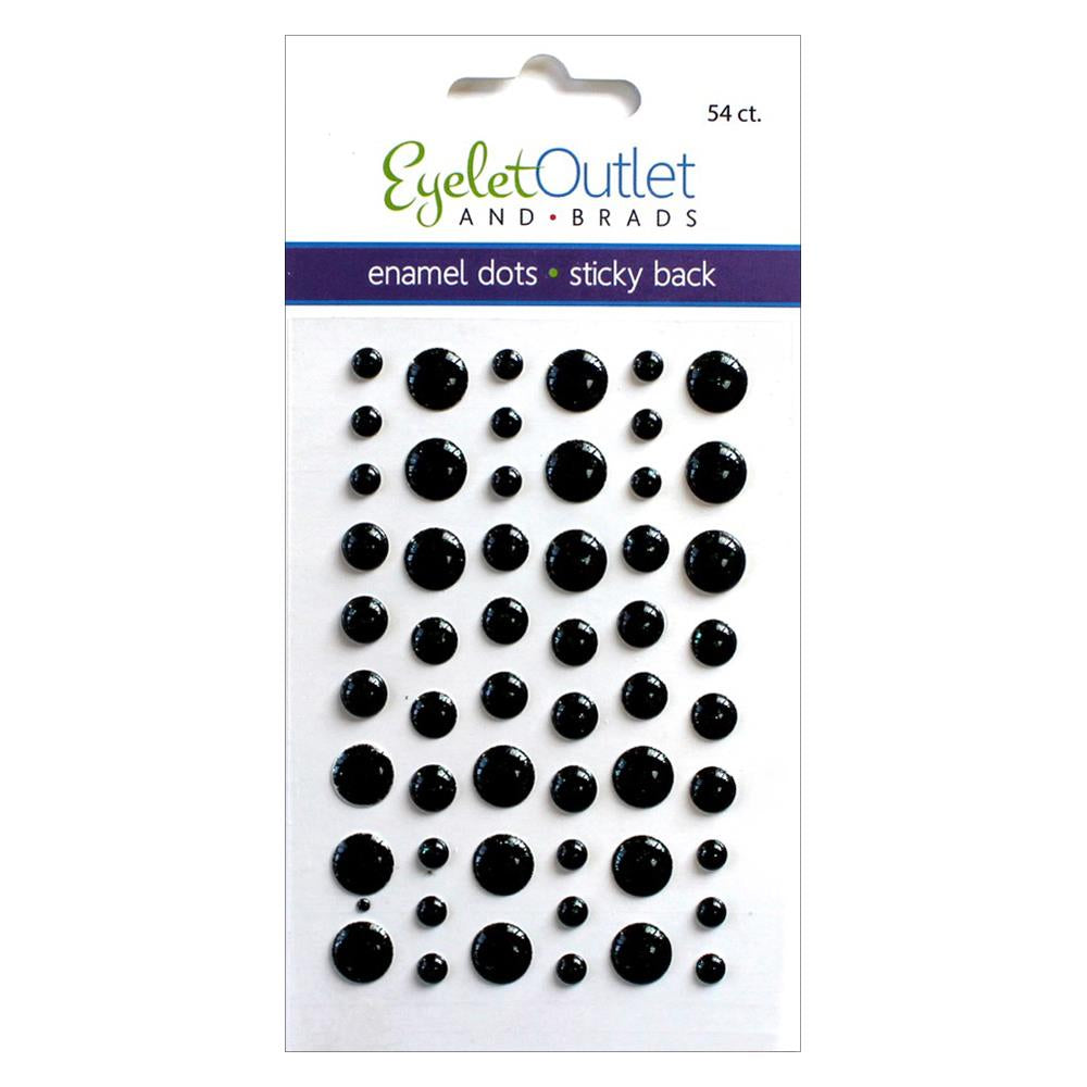 EyeLet Outlet ENAMEL DOTS GLITTER BLACK Sticky Back 54pc